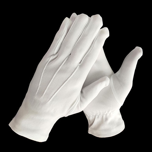 Flexible Wrist White Tuxedo Ceremony Gloves