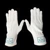White Cotton Apron of Masonic Embroidery Gloves