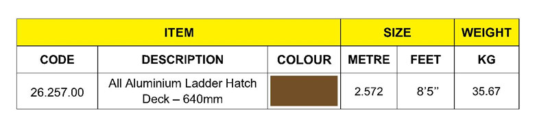 Alu LADDER HATCH deck 640MM WIDE METRIC