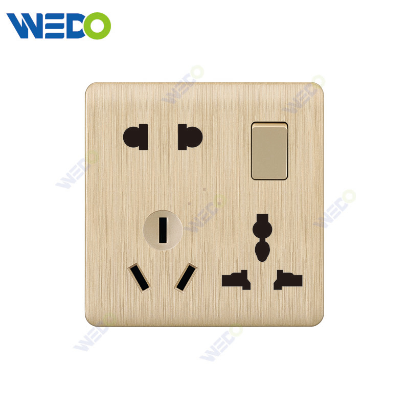 C20 86mm*86mm Home Switch White/silver/gold 8PIN SWITCHED SOCKET Light Electric Wall Switch PC Cover with IEC Certificate