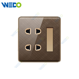 K2-b Series 1 Gang Switch 2 Gang 2 Pin Socket 16A 250V Light Electric Wall Switch Socket PC Material with Chrome Frame Home Switches