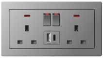 B20 Series 1 USB+1 Type C With Neon Switch Socket With PC Materical Different Color Home Socket Wall Switch Socket 