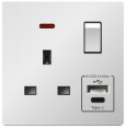 B50 Series 1 USB+1 Type C With Neon Switch Socket With PC Materical Different Color Home Socket Wall Switch Socket 