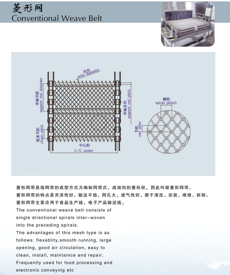 conventional weave belt