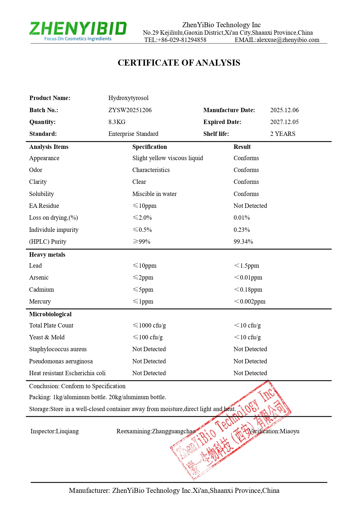 COA of 3-Hydroxytyrosol_page-0001
