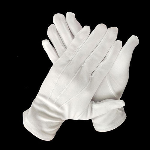 3 Straps White Doorman Parade Gloves by Polyester