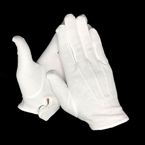 White Police Man Ceremony Gloves with Metal Snap