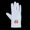 White Cotton Golden Square Compass Freemasons Glove