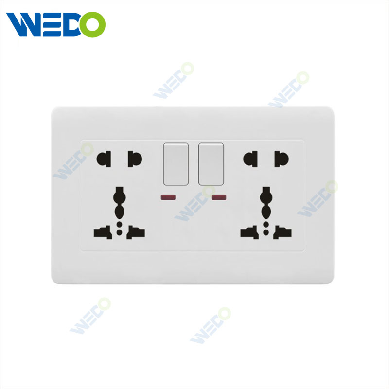C50 Home Switches Double 5PIN MF Switched Socket/Double 5PIN MF Switched Socket with Neon White/gold/silver/brush Gold/wood/brush Silver