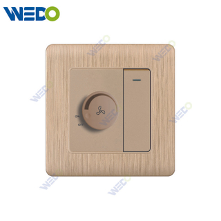 C20 86mm*86mm Home Switch White/silver/gold 1G SWITCH FAN DIMMER 500W Electric Wall Switch PC Cover with IEC Certificate