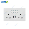 PC Double 13A Switch Socket/+2USB Reset Switch Socket for Home