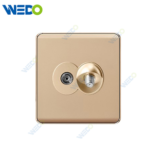K2-P Series Satellite +TV 250V Light Electric Wall Switch Socket 86*86cm PC Material with Chrome Frame Home Switches Twist Pattern