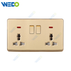 S1 Series Double 13A MF Switched Socket with LED Light Ring 250V Light Electric Wall Switch Socket 86*146cm PC Material with Chrome Frame Home Switches