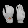 White Cotton Golden Square Compass Freemasons Glove