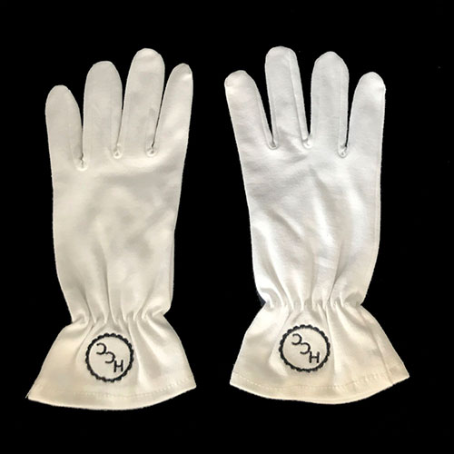 White Cotton Logo Embroidered Customization Glove