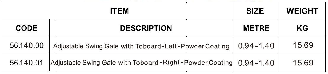 Adjustable Swing Gate with Toeboard