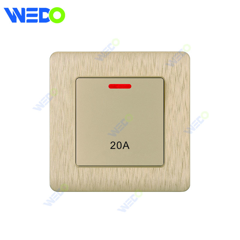 C20 86mm*86mm Home Switch White/silver/gold 20A Big Button Light Electric Wall Switch PC Cover with IEC Certificate
