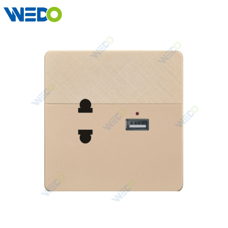 D1 Light Switch Simple Electric, Wall Switch Light 2PIN SOCKET WITH USB/ 2PIN SOCKET WITH 2USB Wall Switch PC Material Cover with IEC Report SASO
