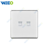 S2-W Home Tel / Computer / Double Tel / Double Computer Socket 16A 250V Light Electric Wall Switch Socket 86*86cm PC Material with Chrome Frame