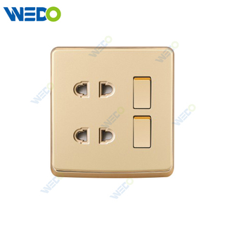 S1 Series 2 Gang Switch 2 Gang 2 Pin Socket 16A Socket 250V Light Electric Wall Switch Socket 86*146cm PC Material with Chrome Frame Home Switches
