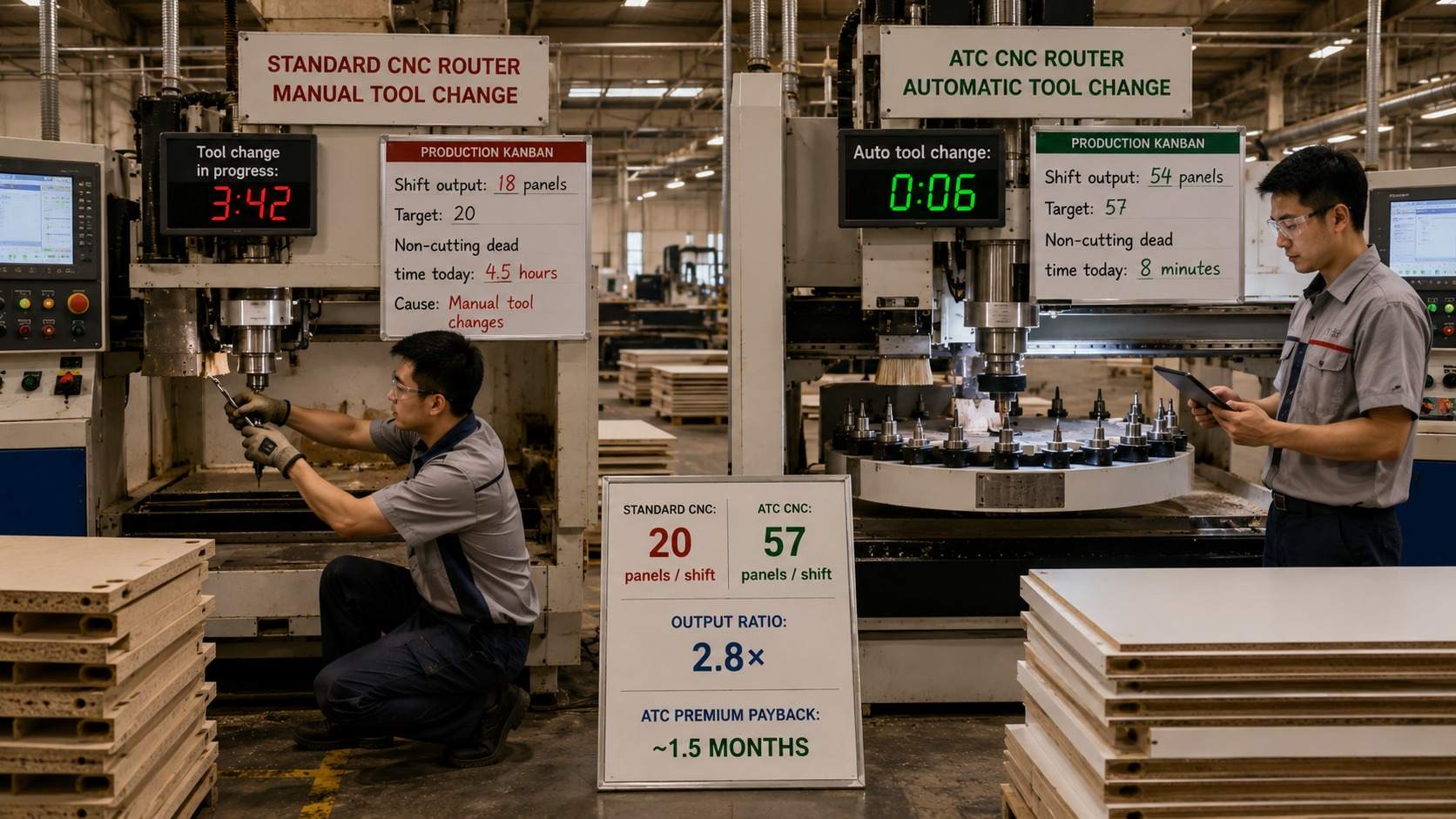 ATC CNC router vs standardn&iacute; CNC router: Průvodce porovn&aacute;n&iacute;m vlastn&iacute;ka tov&aacute;rny