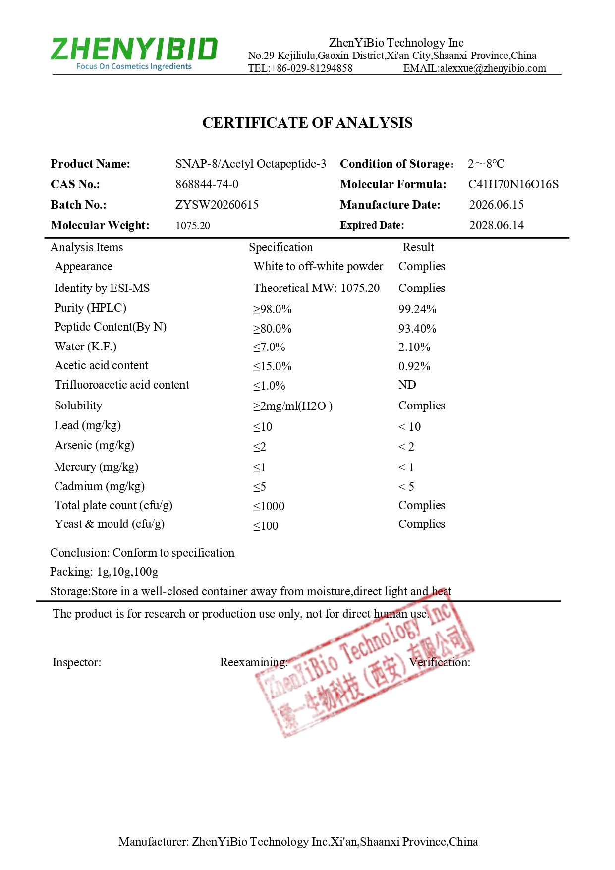 COA of Acetyl Octapeptide-3 SNAP-8_page-0001