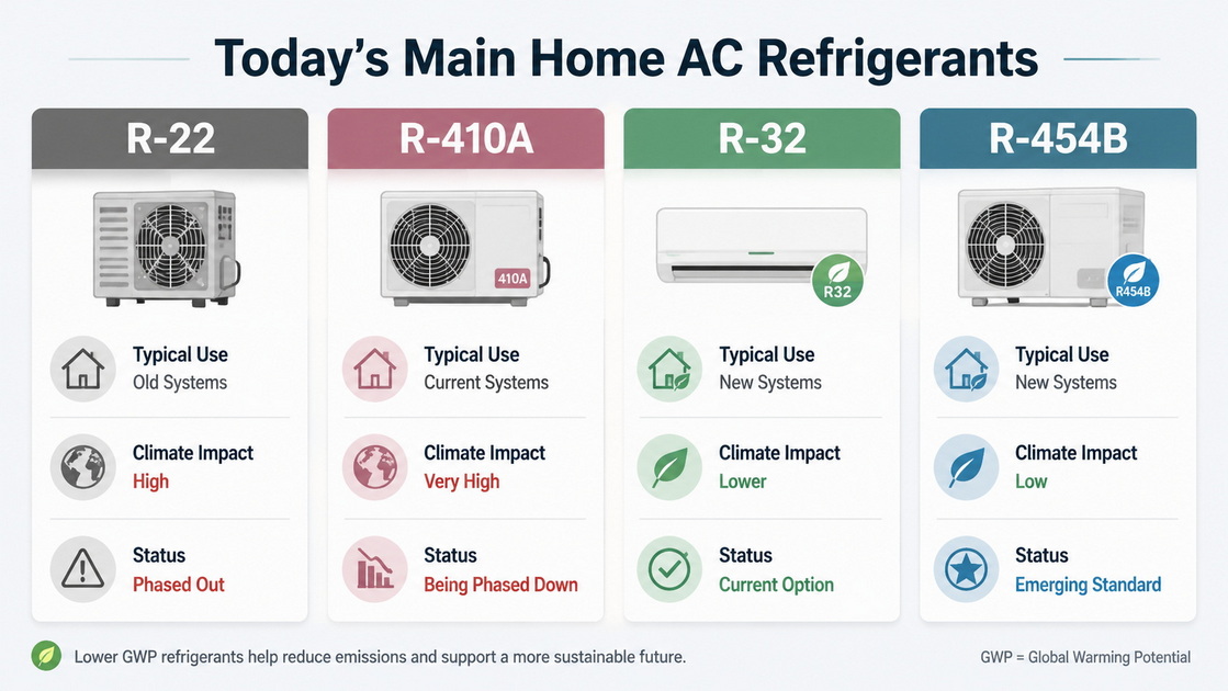 2Comparaci&oacute;n de refrigerantes de aire acondicionado antiguos y nuevos