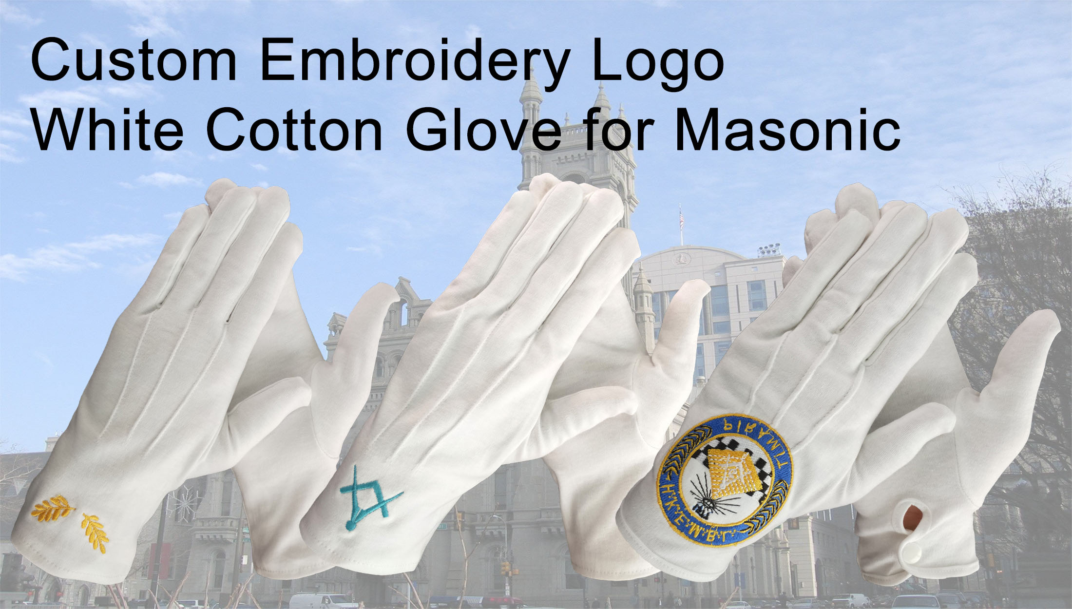 Freemason Cotton Gloves Can be Customized Embroidery Logo