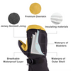 Yellow & Black Deerskin Ski Mittens, Waterproof Insulated Winter Snowboard Gloves