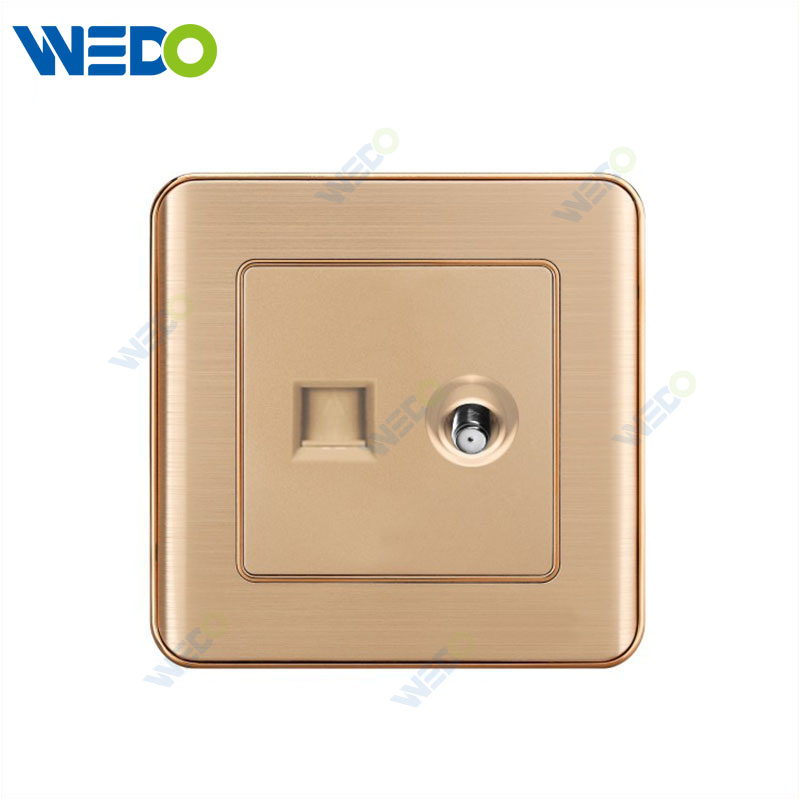 C32 PC Satellite +Tel Socket Gold Electrical Switch Sockets Customized Factory Wall Switch