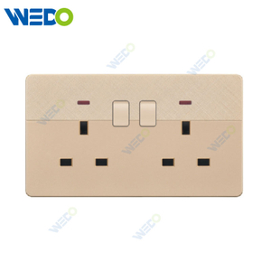 D1 Light Switch Simple Electric, Wall Switch Light DOUBLE 13A SWITCHED SOCKET WIHT NEON Wall Switch PC Material Cover with IEC Report SASO