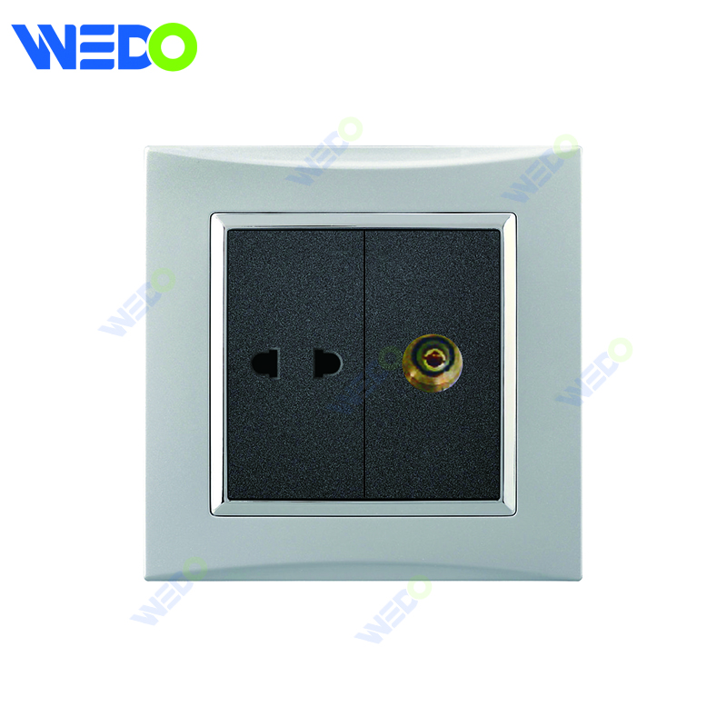 M3 Wenzhou Factory New Design Electrical Light Wall Switch And Socket IEC60669 2PIN SOCKET+TV