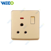 S1 Series 15A Switched Socket with Light 250V Light Electric Wall Switch Socket 86*146cm PC Material with Chrome Frame Home Switches