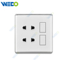 S2-W Home 2 Gang Switch 2 Gang 2 Pin Socket 16A 250V Light Electric Wall Switch Socket 86*86cm PC Material with Chrome Frame