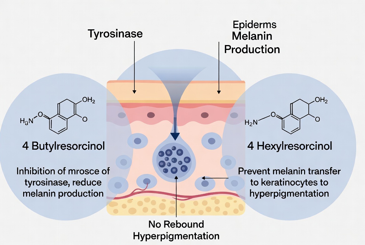 4-Butylresorcinol vs. 4-Hexylresorcinol: Solving Hyperpigmentation in Melanin-Rich Skin without Inflammatory Rebound