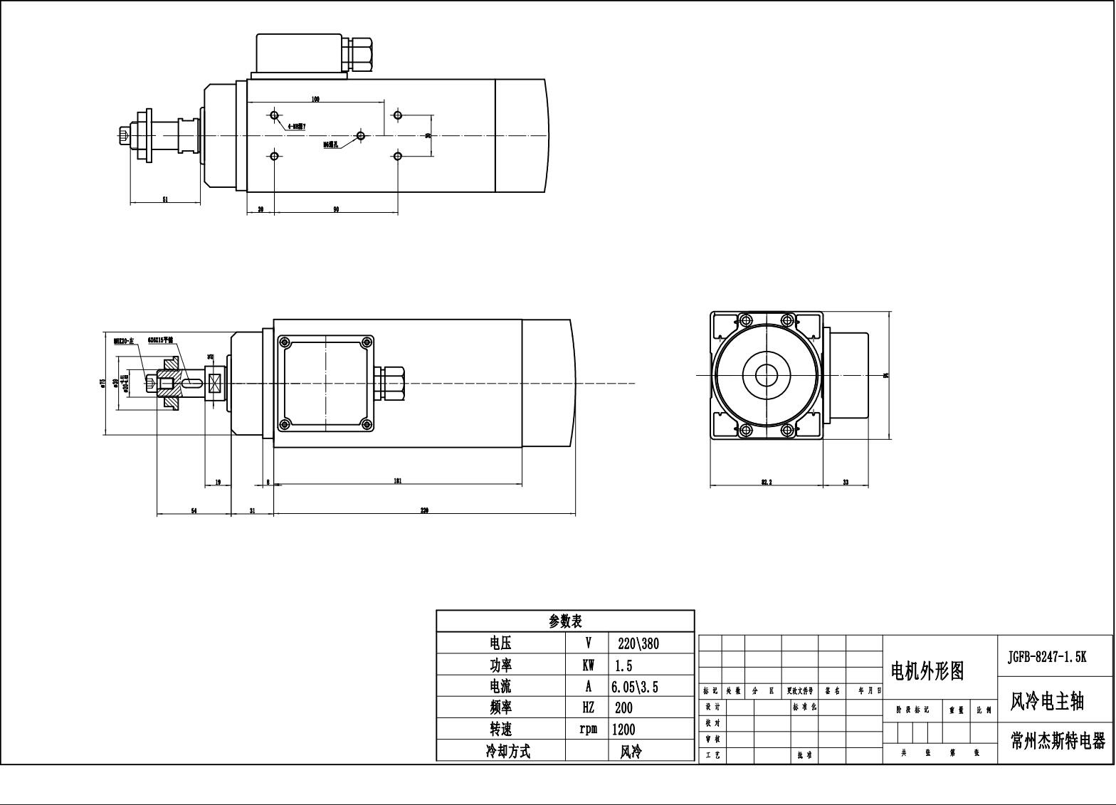JFB41-12Z-1.5-A エッジバンディングマシン用高速モーター プレミーリング