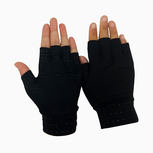 Black Fingerless Magnetic Dots Arthritis Compression Gloves