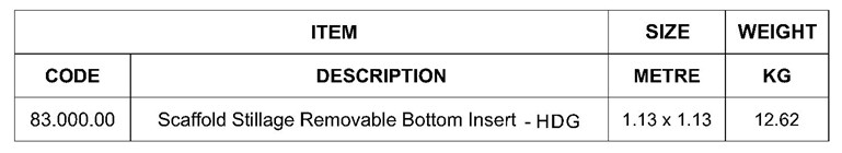 Scaffold Stillage Removable Bottom Inser