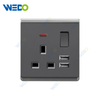 British Standard High Quality 13A Switched Socket/+2USB Wall Switch Electrical Socket