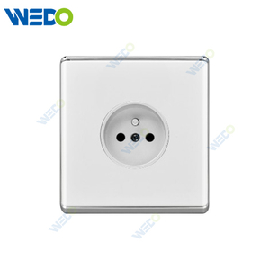 S2-W Home French Socket 16A 250V Light Electric Wall Switch Socket 86*86cm PC Material with Chrome Frame