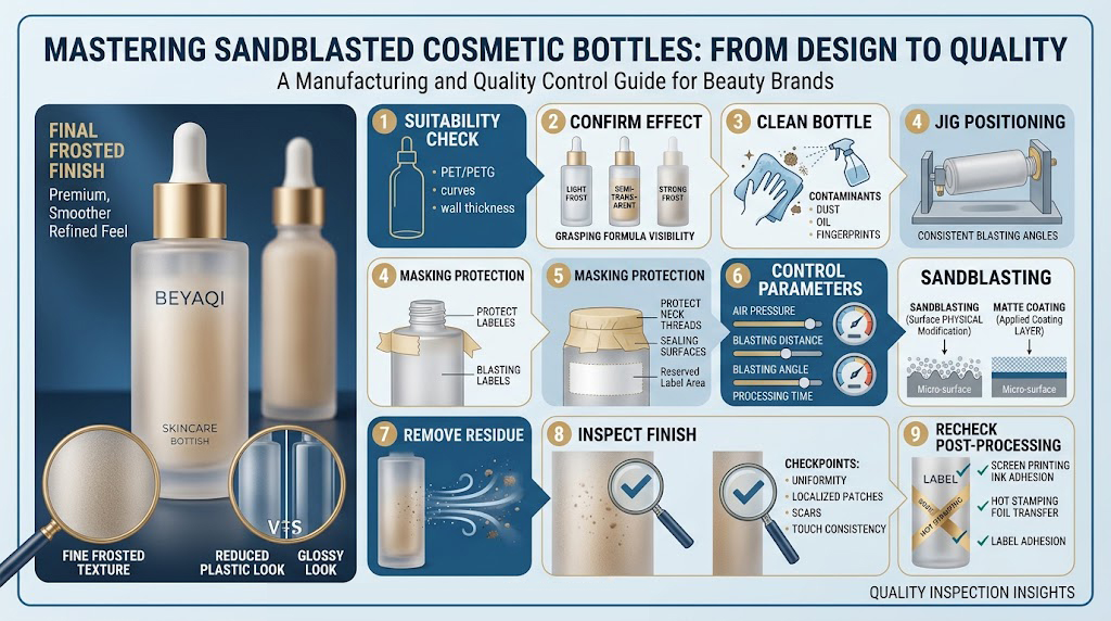Botellas Cosméticas De Chorro De Arena: Proceso, Control De Calidad Y Acabado
