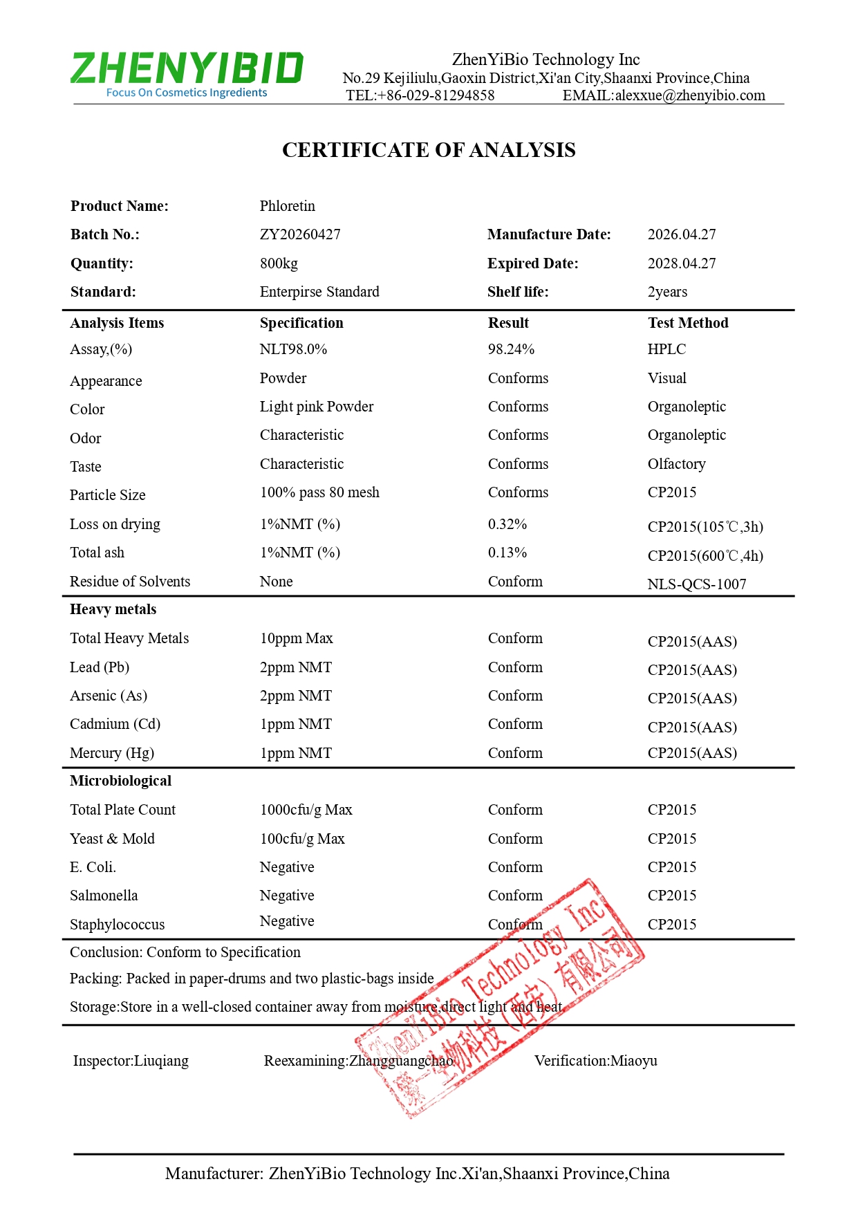 Zhenyi-COA of Phloretin_page-0001