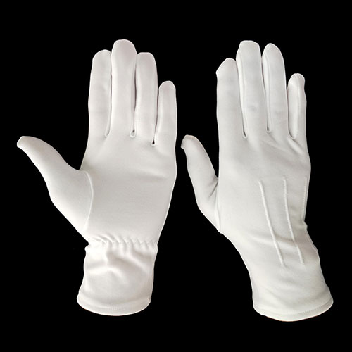 White Nylon Honor 3 Straps Butler Gloves