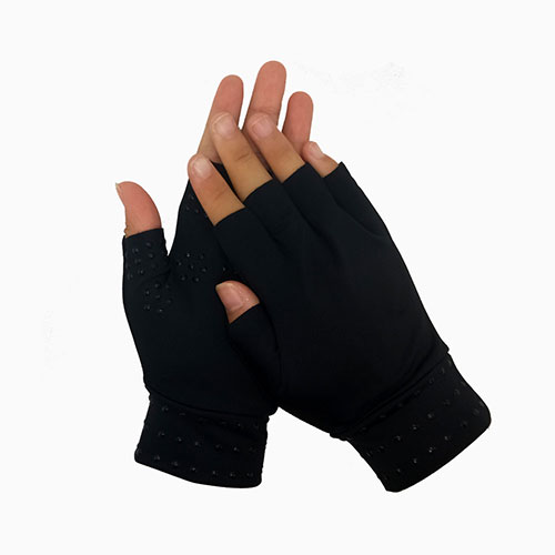 Black Fingerless Magnetic Dots Arthritis Compression Gloves