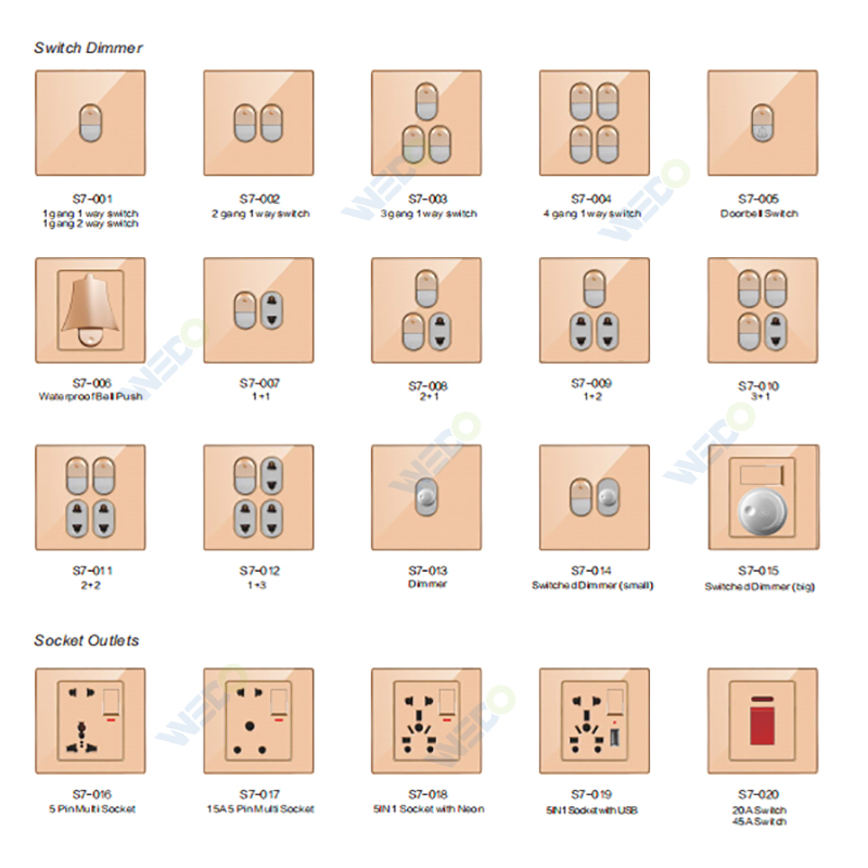 6 Gang Switch And MF Socket with Indicator And Dimmer Provision for Nepal Bangladesh Pakistan Wall Switch Socket 