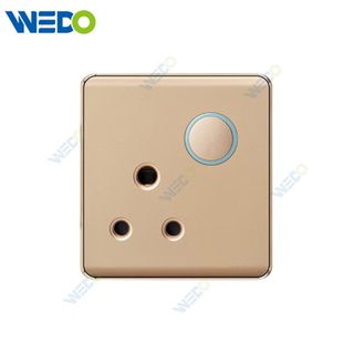 K2-P Series 15A Switched with LED Light Ring 250V Light Electric Wall Switch Socket 86*86cm PC Material with Chrome Frame Home Switches Twist Pattern