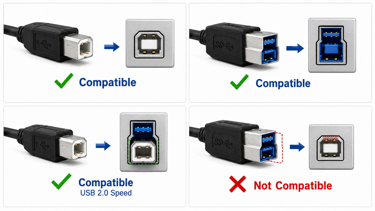 Guia de compatibilidade USB tipo B