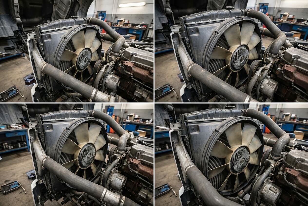 Zwaar uitgevoerde radiateurkoelventilator die werkt in het koelsysteem van de vrachtwagenmotor