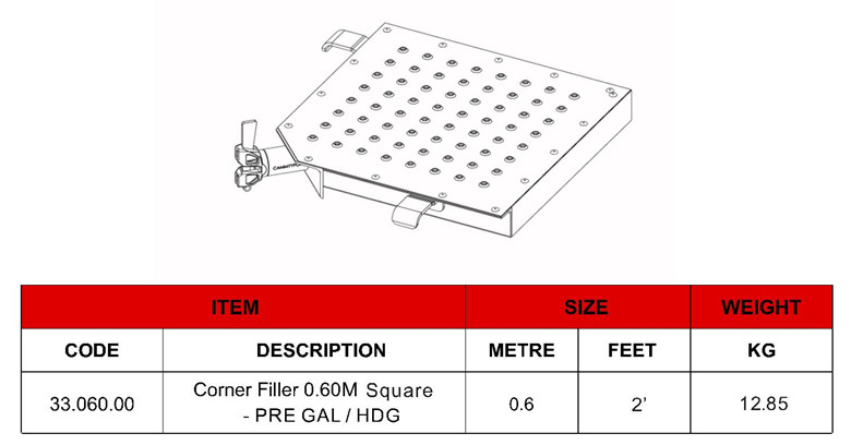 CORNER FILLER 0.6M SQUARE