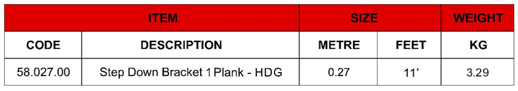 Step Down Bracket - Imperial Sizes